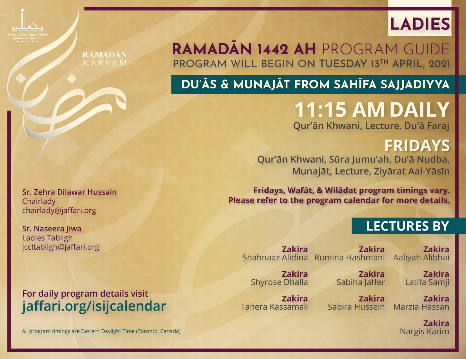 Ramadan 1442 Program Guide Isij Of Toronto